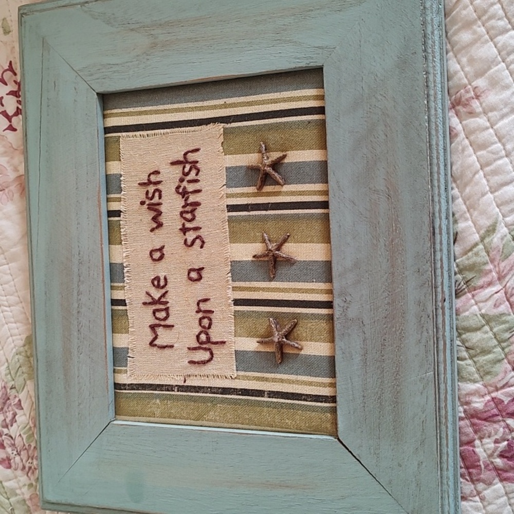 Wooden Wall Sign Starfish 11x9". Beach Decor.